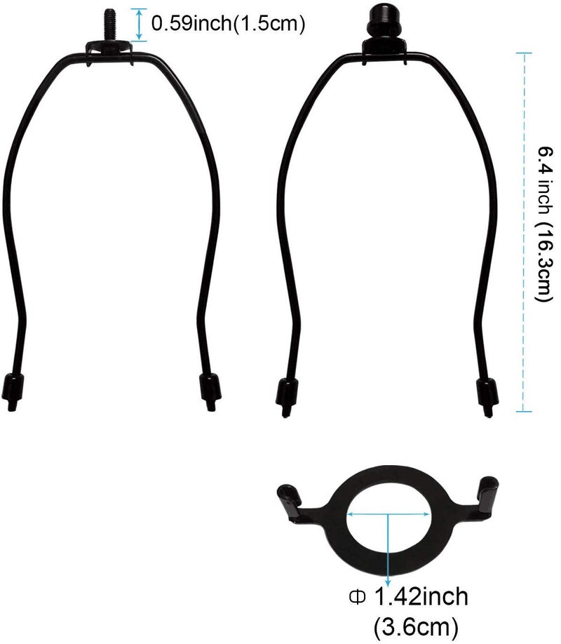 RddenIy 7" Lamp Shade Harp Holder and E26 Light Base UNO Fitter Adapter Converter Finial Set,for Table and Floor Lamps - Image 2